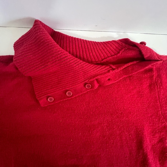 ST JOHNS BAY Red Sweater Size XL Red holiday cozy warm button neck - Picture 9 of 9